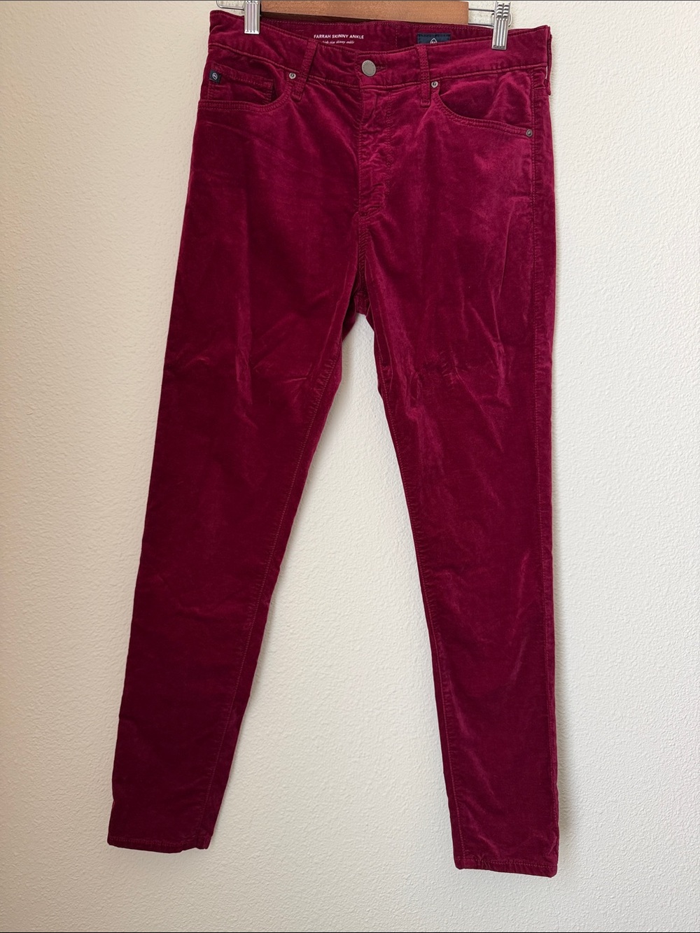 Ag Adriano Goldschmied Farrah Skinny High Rise Ankle Velvet